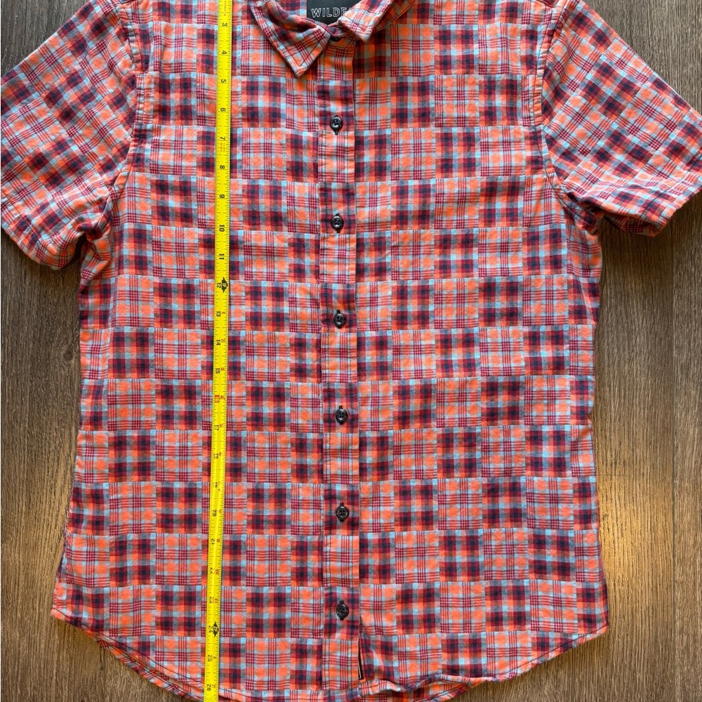 Wildfang Button Down Red Plaid Patchwork Shirt Ge… - image 6